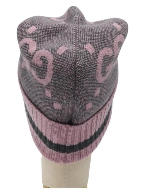 GUCCI GG Canvas Knitted Fabrics Cap Cashmere M Pink 676827 Auth am8353 main image 9